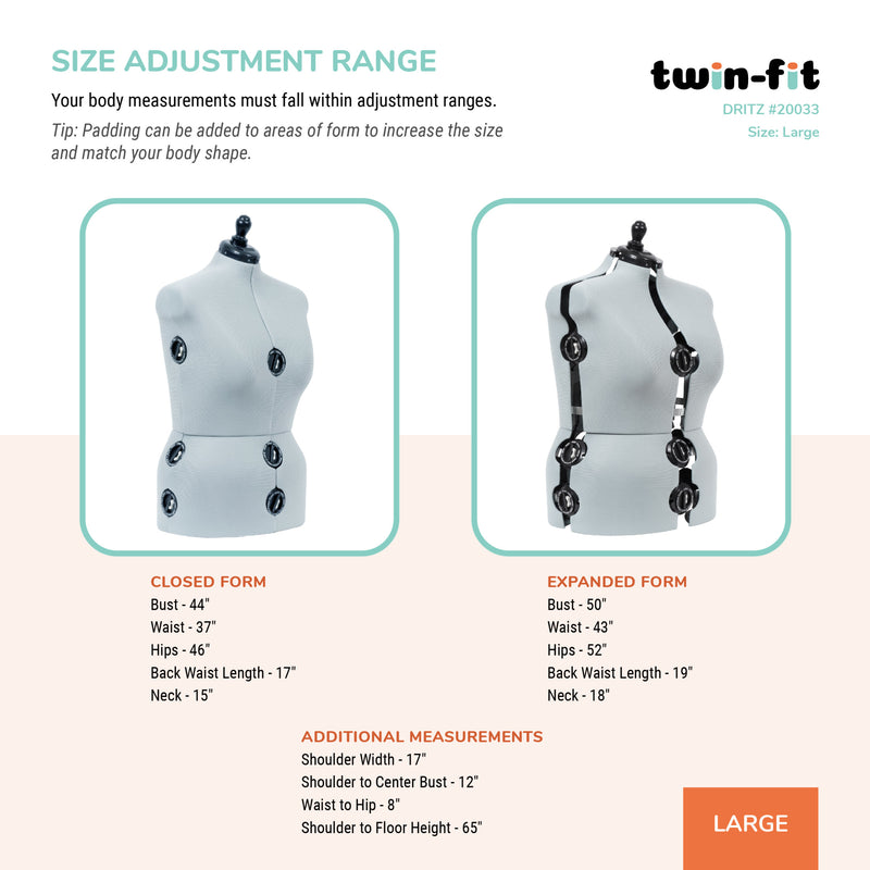 Chargez l'image dans la visionneuse de la galerie, 20033|Dritz Twin-Fit Adjustable Dress Form, Large