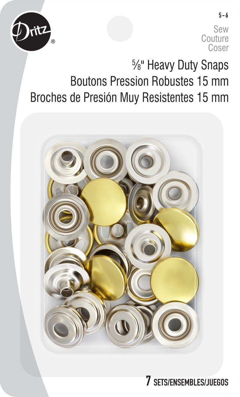 Chargez l'image dans la visionneuse de la galerie, 5-6|Dritz 5/8" Heavy Duty Snaps, 7 Sets, Gold
