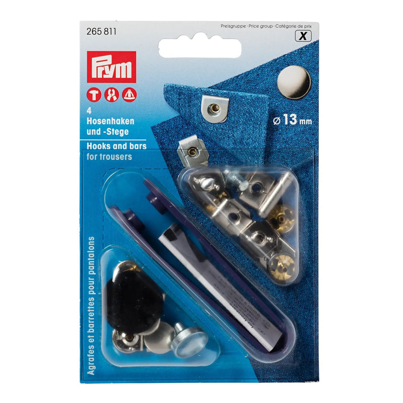 Chargez l'image dans la visionneuse de la galerie, 265811|Prym Hooks & bars for trousers 13 mm brass 4 pcs