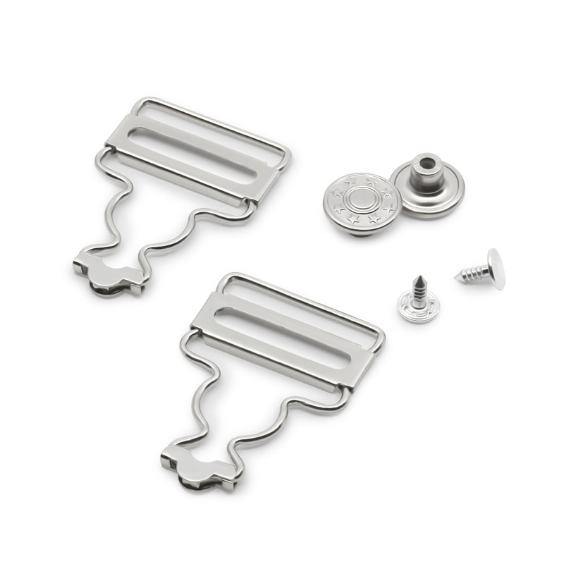 Chargez l'image dans la visionneuse de la galerie, 7-65|Dritz 1" Overall Buckles with No-Sew Buttons, Nickel, 2 pc