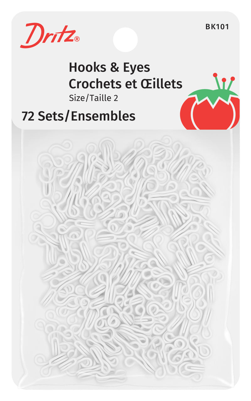 Chargez l'image dans la visionneuse de la galerie, BK101|Dritz Hooks & Eyes, Size 2, 72 Sets, White