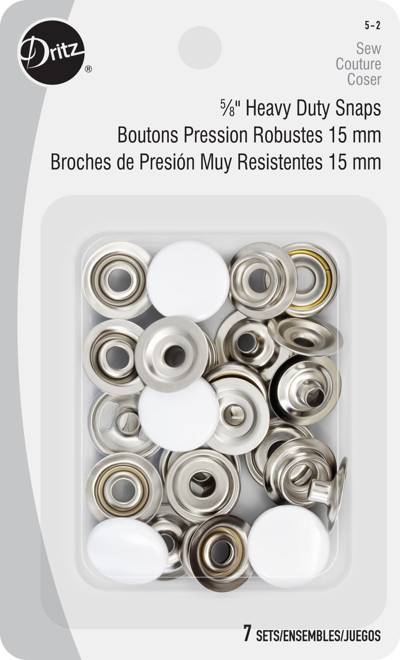 Chargez l'image dans la visionneuse de la galerie, 5-2|Dritz 5/8" Heavy Duty Snaps, 7 Sets, White