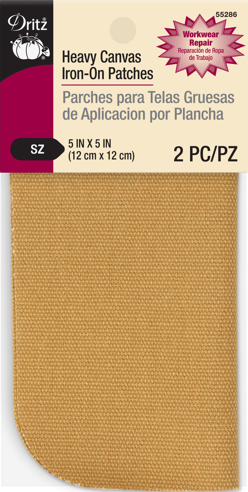 Chargez l'image dans la visionneuse de la galerie, 55286|Dritz Heavy Canvas Iron-On Patches, 5" x 5", 2 pc, Golden Brown
