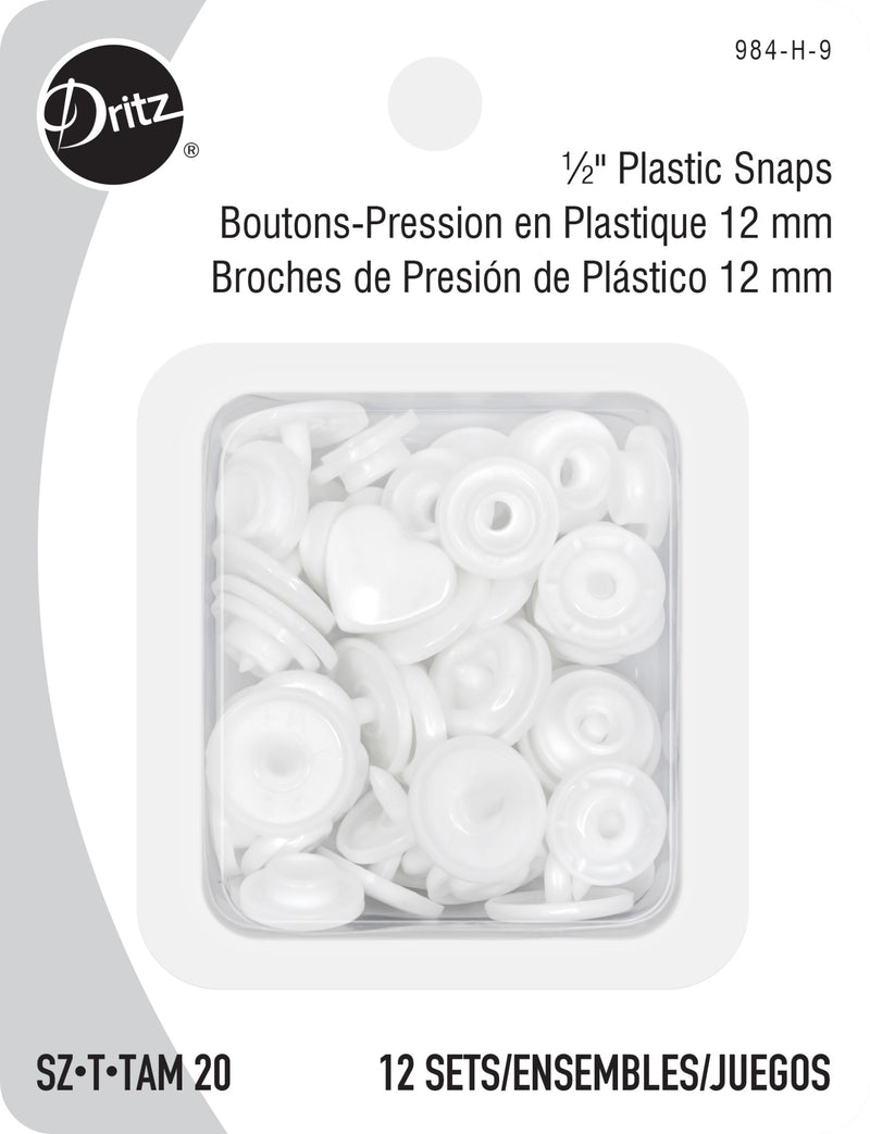 Chargez l'image dans la visionneuse de la galerie, 984-H-9|Dritz Plastic Color Heart Snaps, 12 Sets, White