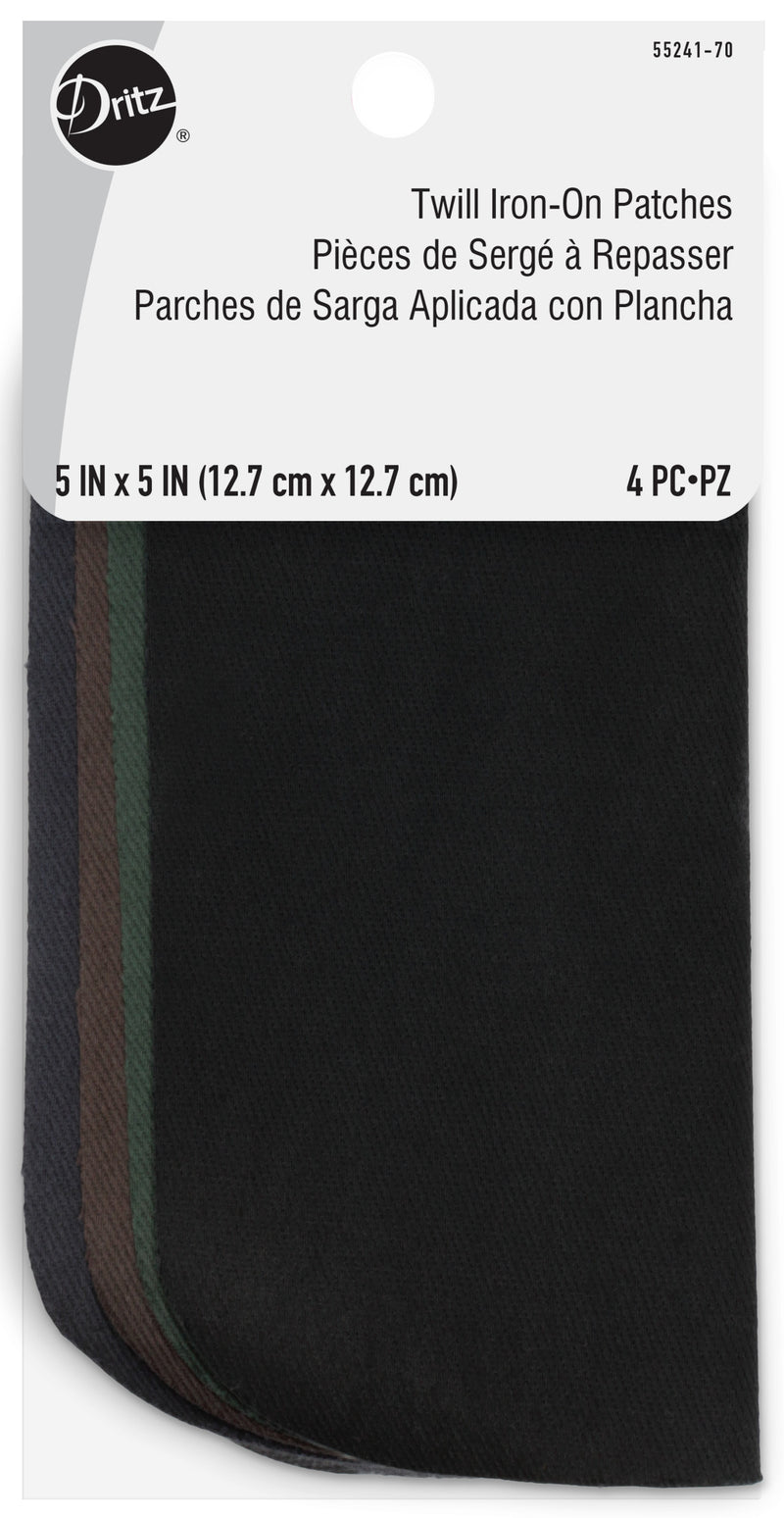 Chargez l'image dans la visionneuse de la galerie, 55241-70|Dritz Twill Iron-On Patches, 5" x 5", 4 pc, Dark Assorted