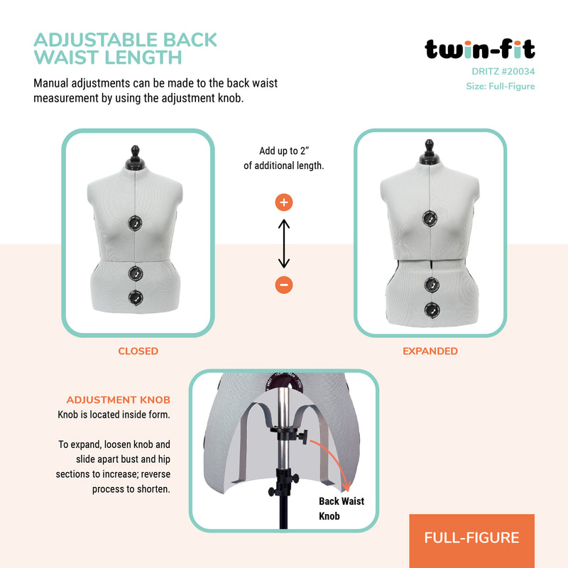 Chargez l'image dans la visionneuse de la galerie, 20034|Dritz Twin-Fit Adjustable Dress Form, Full-Figure
