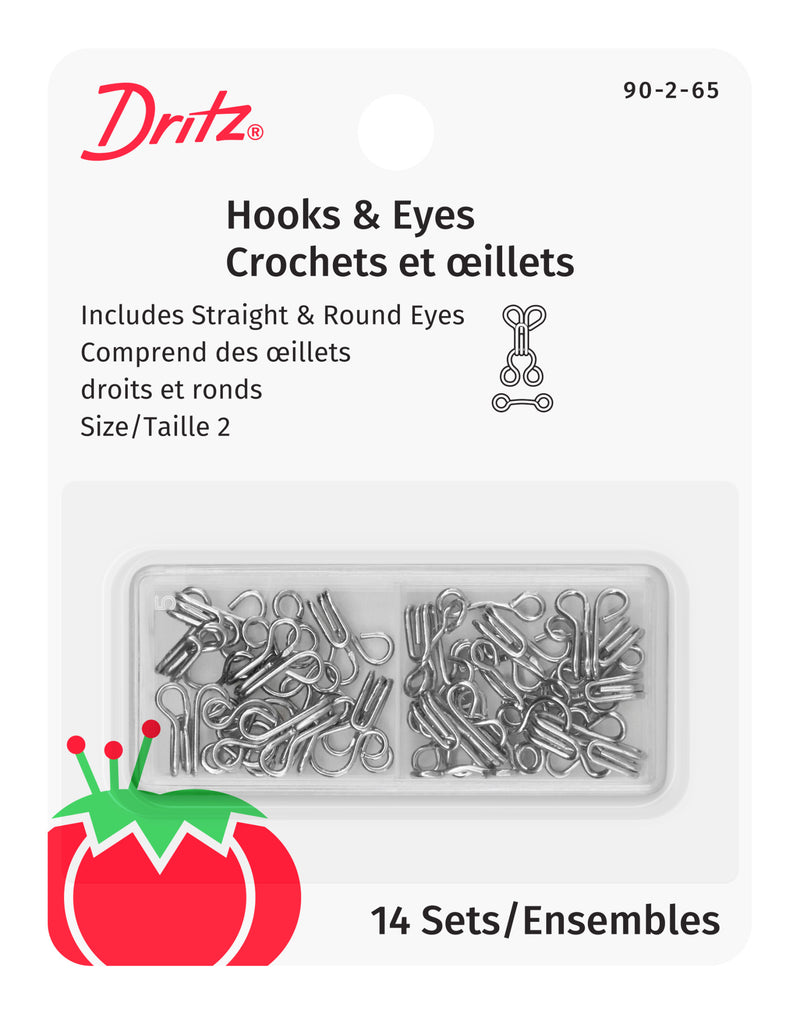 Chargez l'image dans la visionneuse de la galerie, 90-2-65|Dritz Hooks & Eyes, 14 pc, Nickel, Size 2