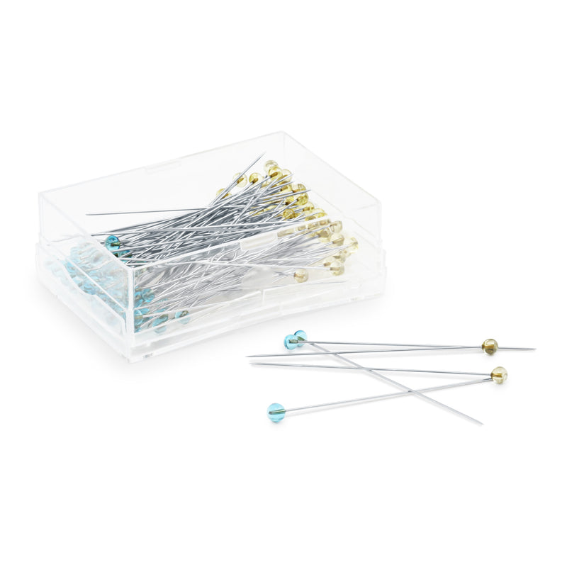 Chargez l'image dans la visionneuse de la galerie, 3035|Dritz Crystal Glass Head Pins, Blue & Yellow, 100 pc, 1-7/8"