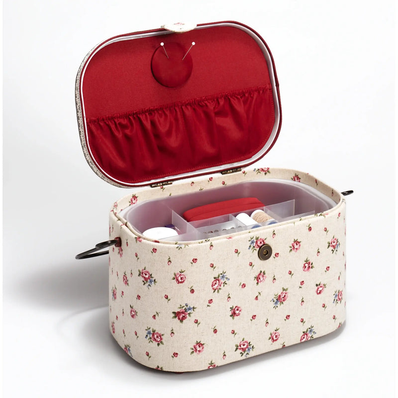 Chargez l'image dans la visionneuse de la galerie, 612141|Prym Oval Sewing Basket, Large, Country Rose Floral