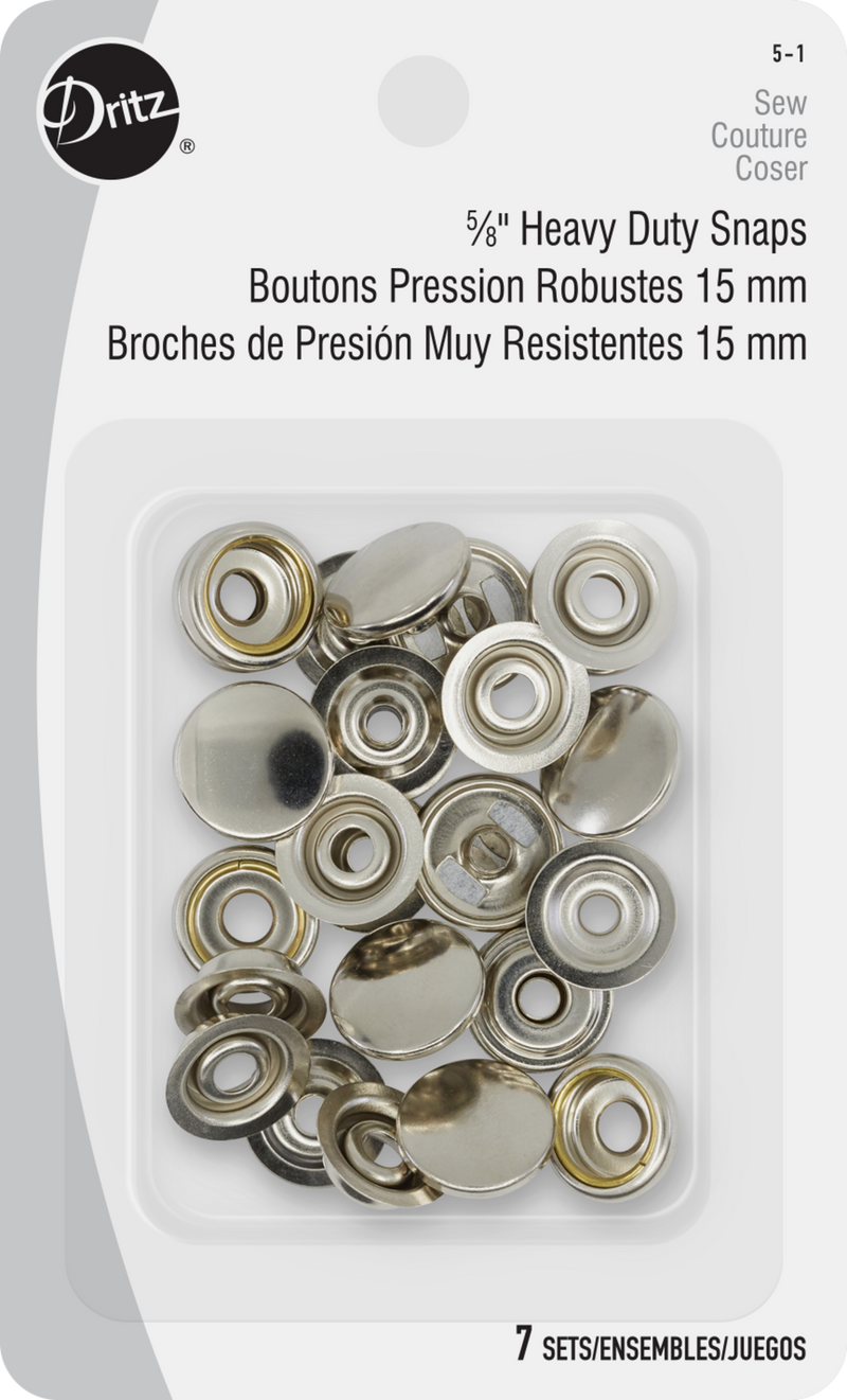 Chargez l'image dans la visionneuse de la galerie, 5-1|Dritz 5/8" Heavy Duty Snaps, 7 Sets, Nickel