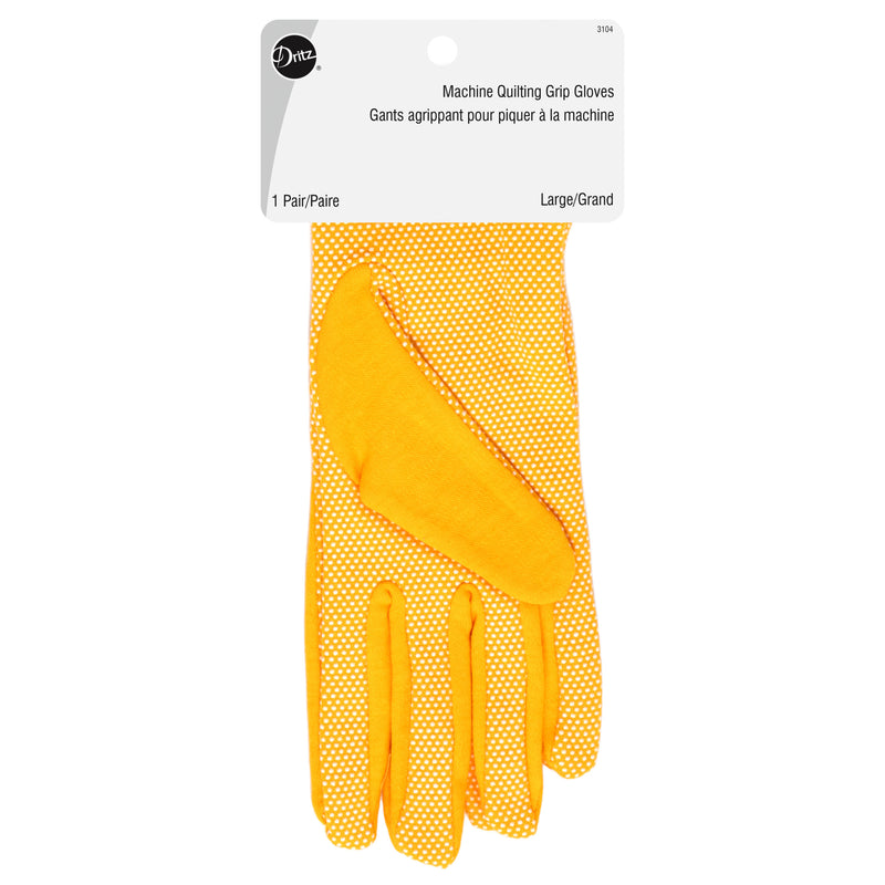 Chargez l'image dans la visionneuse de la galerie, 3104|Dritz Machine Quilting Grip Gloves, Yellow, Large