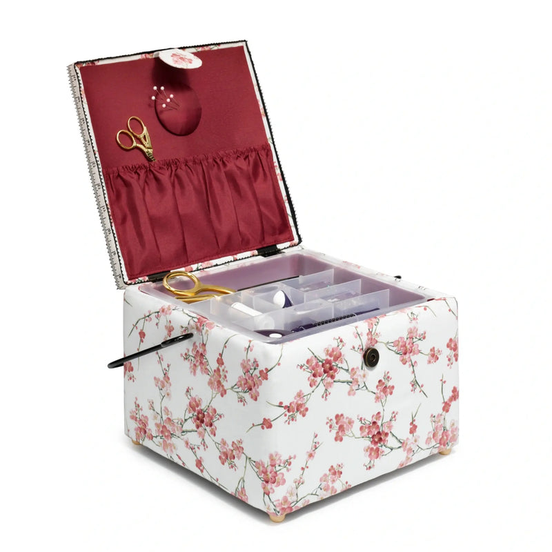 Chargez l'image dans la visionneuse de la galerie, 612057|Prym Square Sewing Basket, Large, White Floral