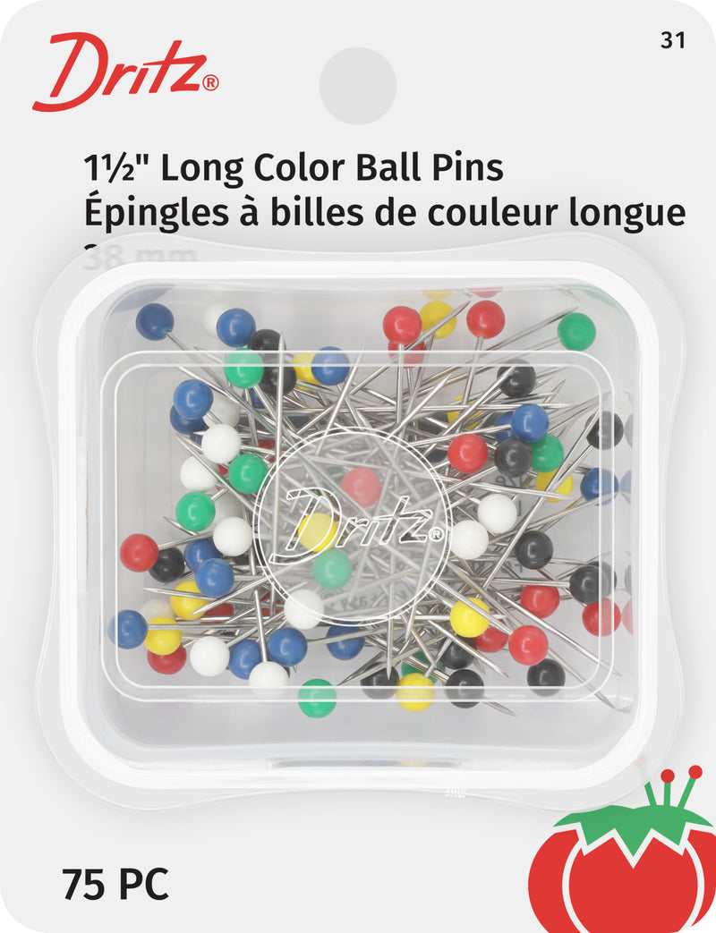 Chargez l'image dans la visionneuse de la galerie, 31|Dritz 1-1/2" Long Color Ball Pins, Assorted, 75 pc