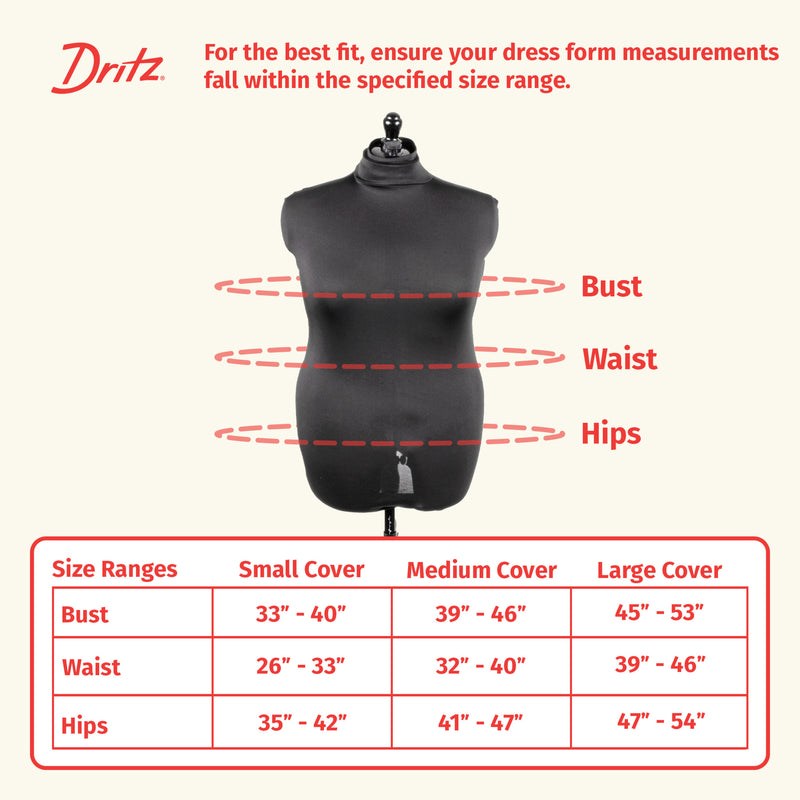 Chargez l'image dans la visionneuse de la galerie, 653161|Dritz Dress Form Fabric Cover, Black, 4-Way Stretch 100% Polyester, Medium