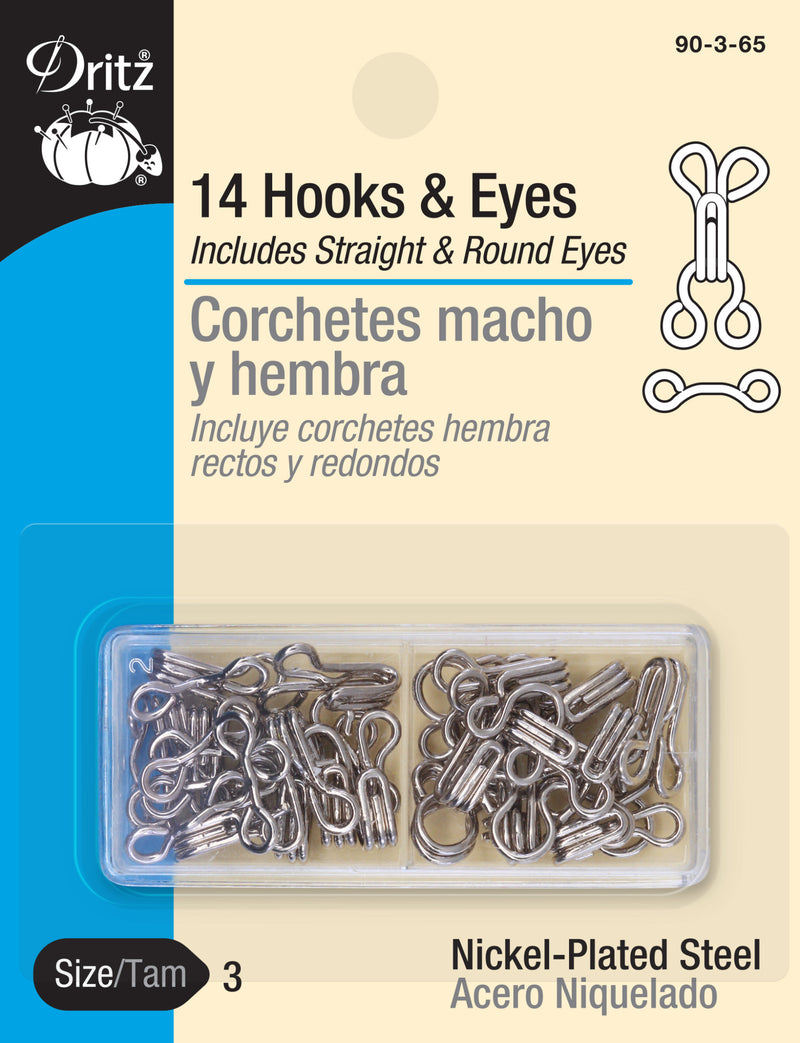 Chargez l'image dans la visionneuse de la galerie, 90-3-65|Dritz Hooks & Eyes, 14 pc, Nickel, Size 3
