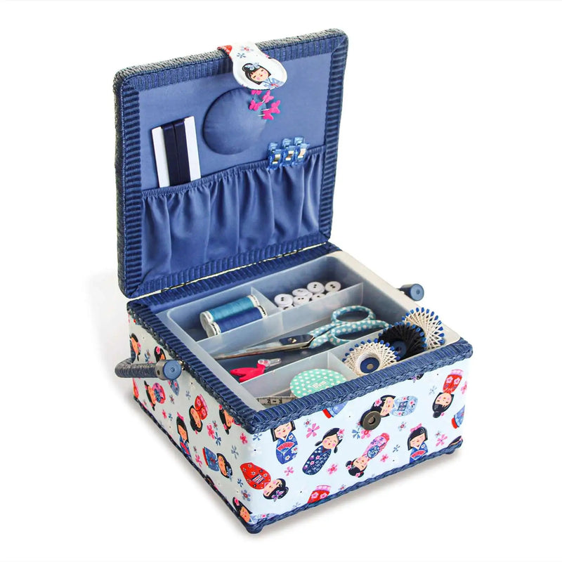 Chargez l'image dans la visionneuse de la galerie, 612085|Prym Square Sewing Basket, Medium, Kokeshi Dolls