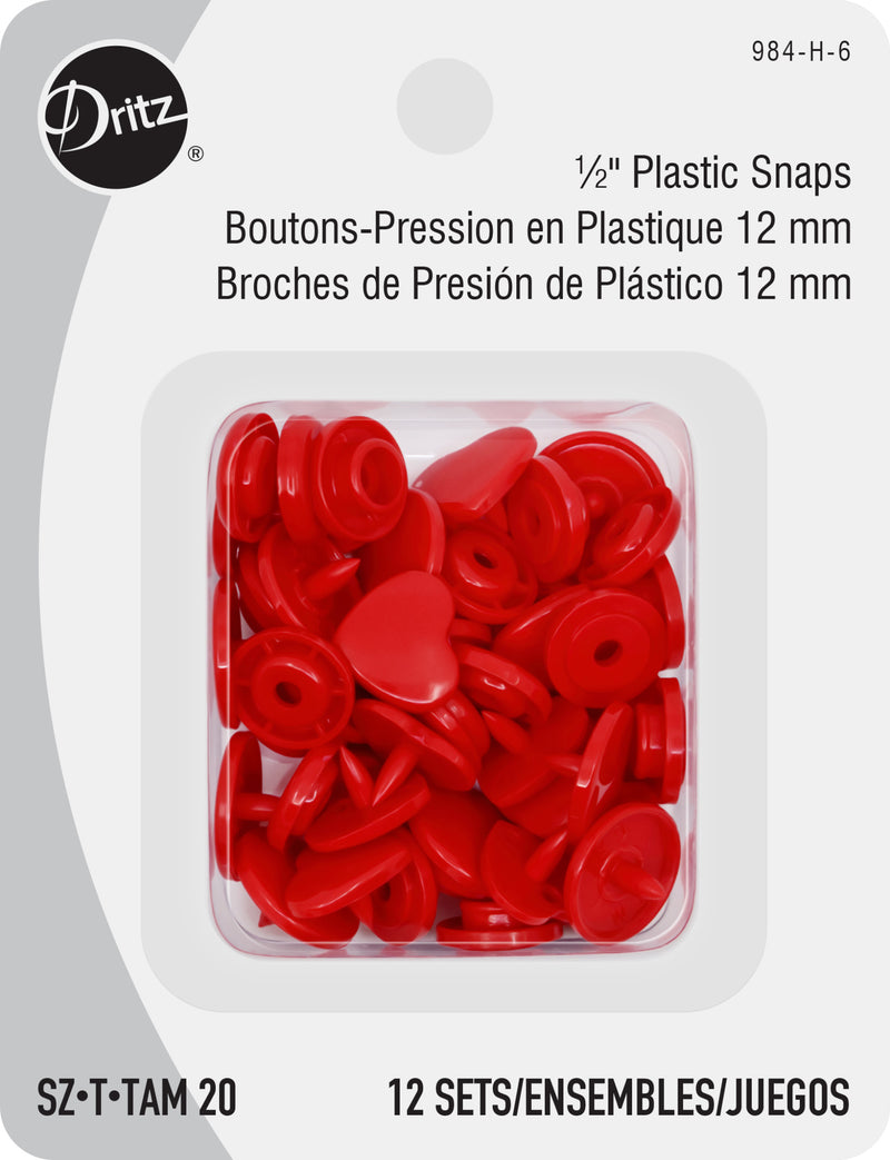 Chargez l'image dans la visionneuse de la galerie, 984-H-6|Dritz Plastic Color Heart Snaps, 12 Sets, Red