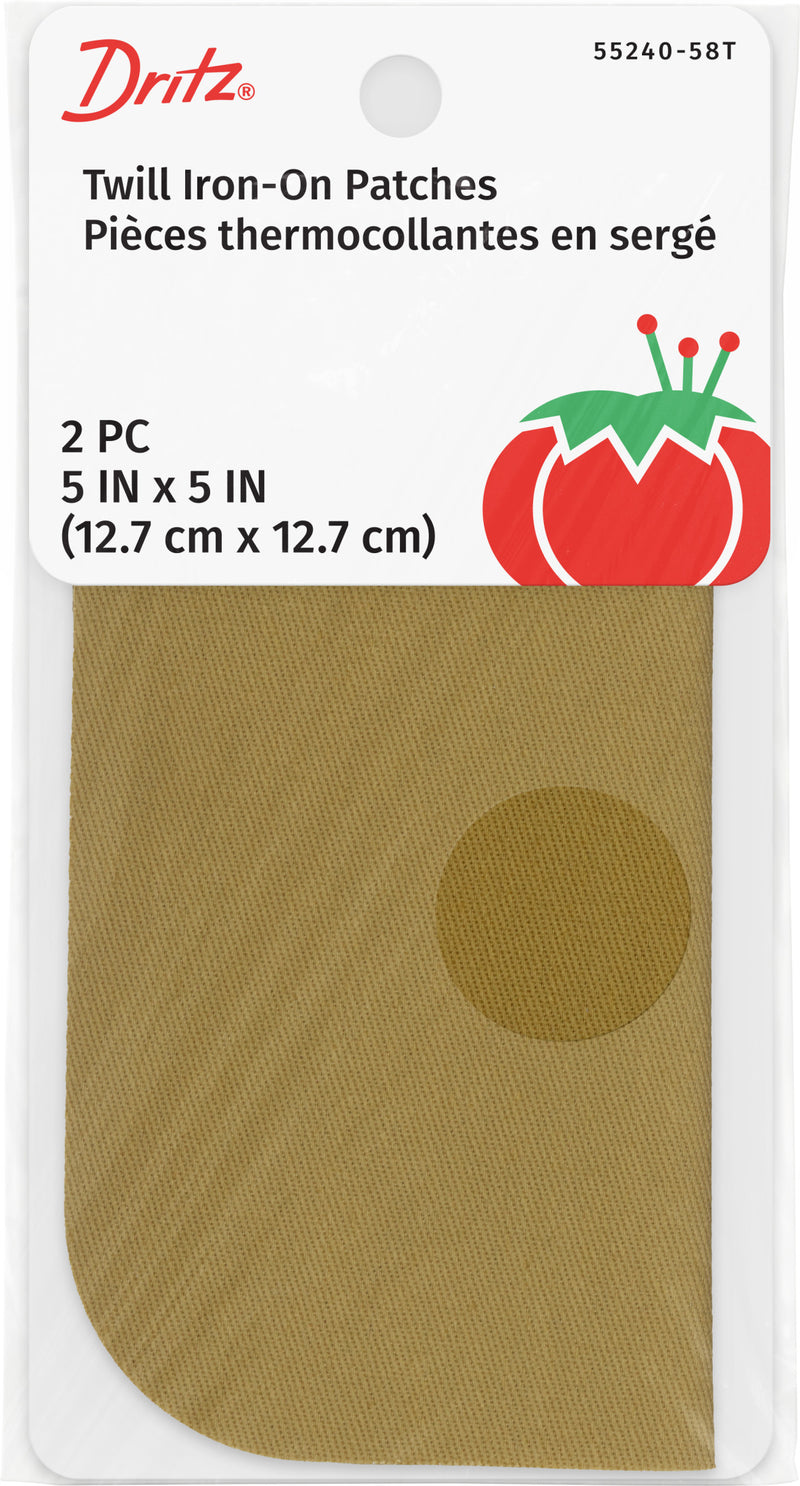 Chargez l'image dans la visionneuse de la galerie, 55240-58T|Dritz Twill Iron-On Patches, 5" x 5", 2 pc, Khaki
