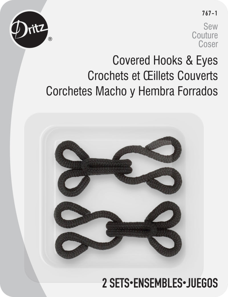 Chargez l'image dans la visionneuse de la galerie, 767-1|Dritz Covered Hooks & Eyes, 2 pc, Black