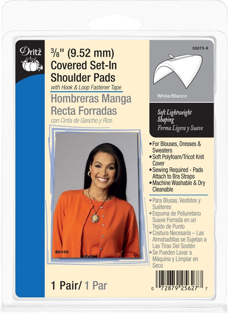 Chargez l'image dans la visionneuse de la galerie, 53073-9|Dritz 3/8" Covered Set-in Shoulder Pads with Fastener Tape, White