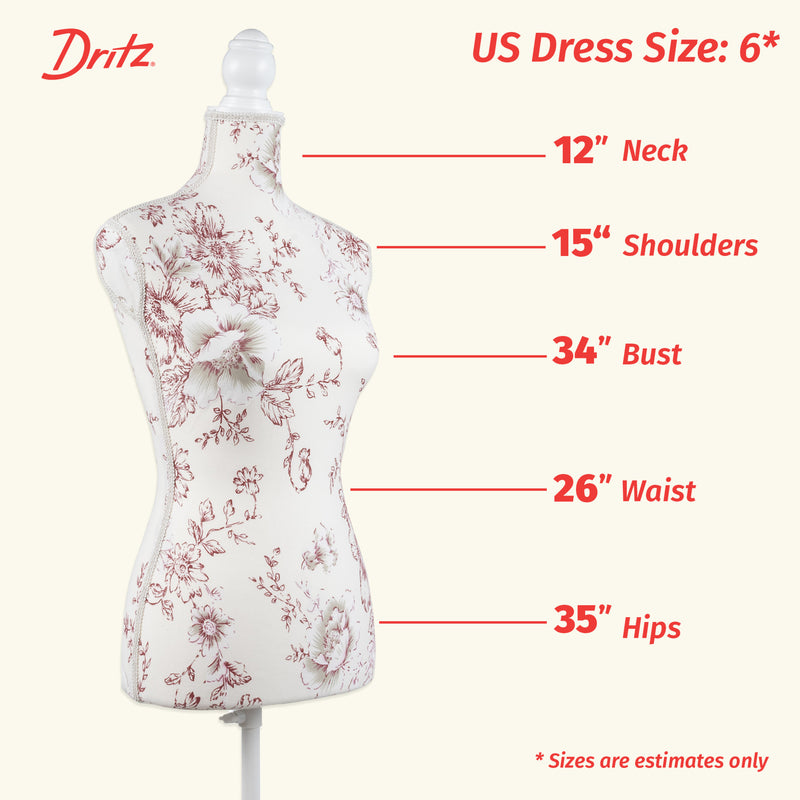 Chargez l'image dans la visionneuse de la galerie, 653158|Dritz Dress Form Mannequin, Floral Print, US Size 6