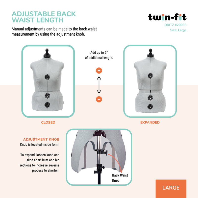 Chargez l'image dans la visionneuse de la galerie, 20033|Dritz Twin-Fit Adjustable Dress Form, Large