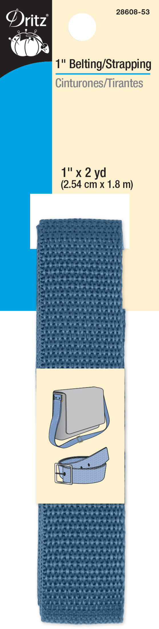 Chargez l'image dans la visionneuse de la galerie, 28608-53|Dritz 1" Polypro Belting & Strapping, Steel Blue, 2 yd