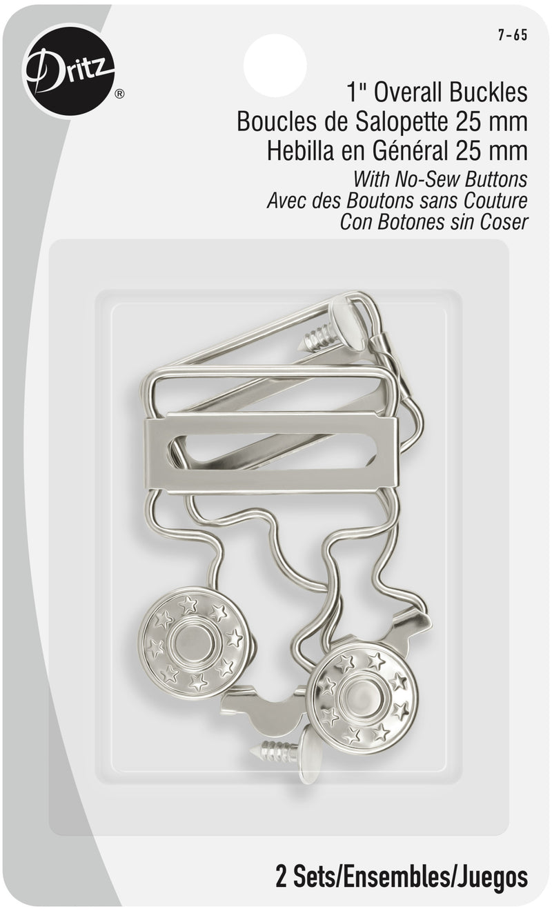 Chargez l'image dans la visionneuse de la galerie, 7-65|Dritz 1" Overall Buckles with No-Sew Buttons, Nickel, 2 pc