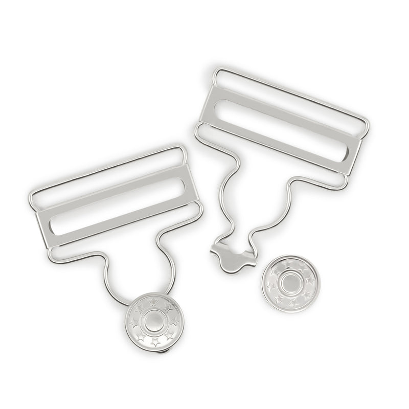 Chargez l'image dans la visionneuse de la galerie, 88-65|Dritz 1-5/8" Overall Buckles with No-Sew Buttons, Nickel, 2 pc