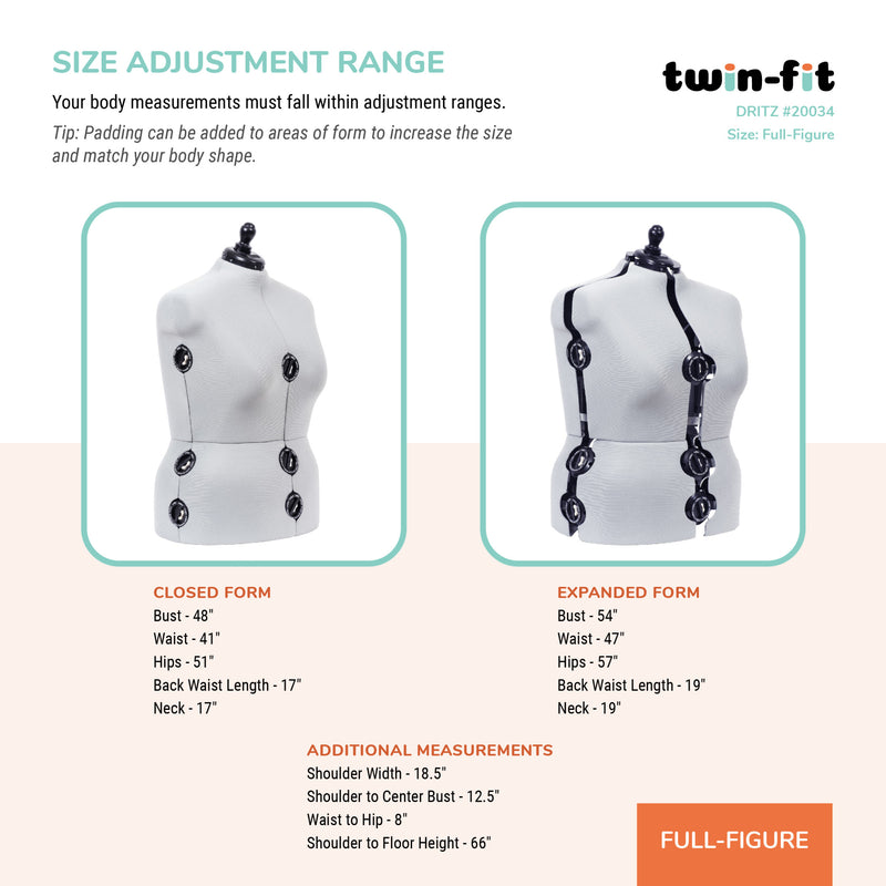 Chargez l'image dans la visionneuse de la galerie, 20034|Dritz Twin-Fit Adjustable Dress Form, Full-Figure