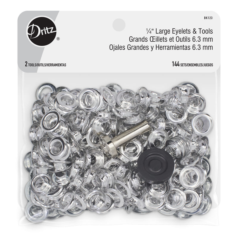 Chargez l'image dans la visionneuse de la galerie, BK123|Dritz 1/4" Large Eyelets & Tools, 144 Sets, Nickel