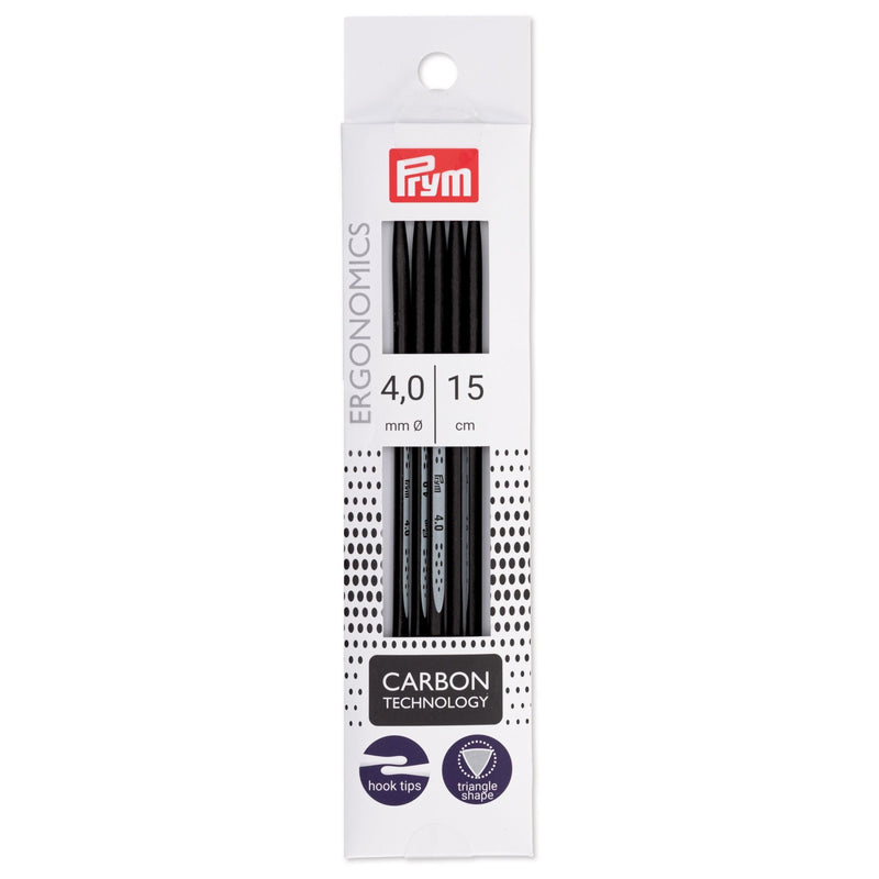 Chargez l'image dans la visionneuse de la galerie, 194184|Prym 6" Ergonomic Double Point Knitting Needles, Carbon, 4mm