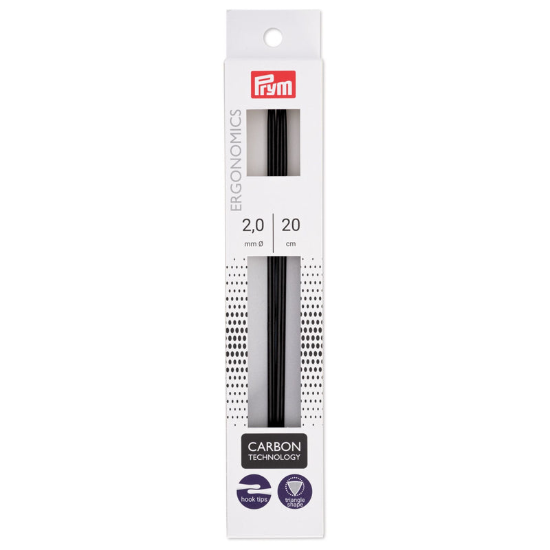 Chargez l'image dans la visionneuse de la galerie, 194220|Prym 8" Ergonomic Double Point Knitting Needles, Carbon, 2.0mm