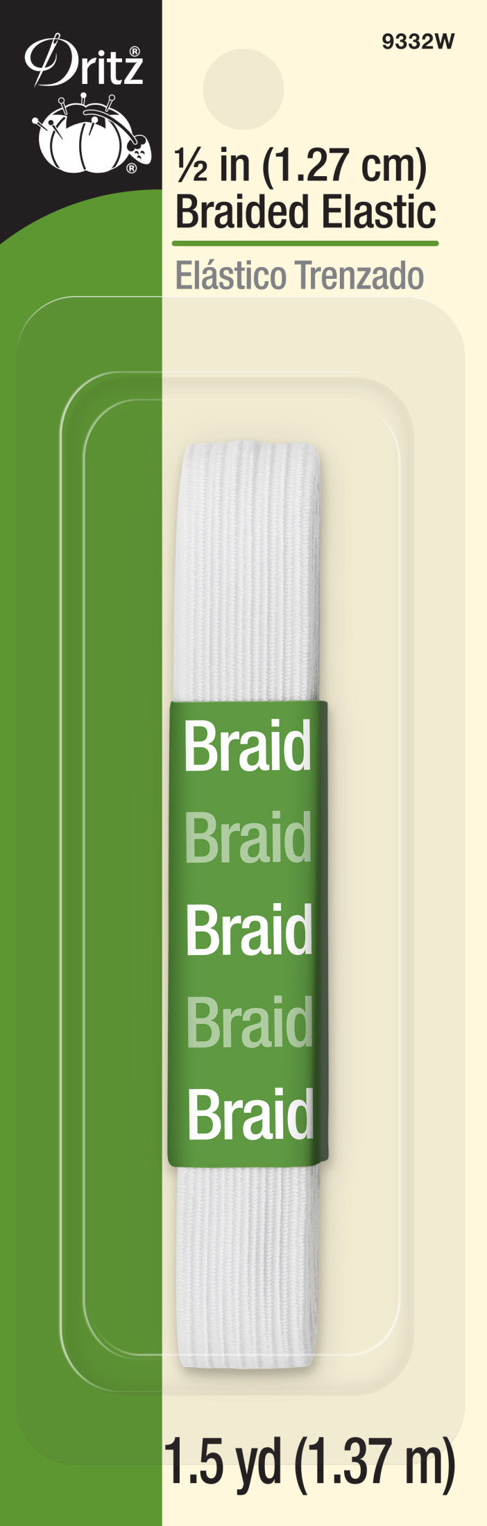 Chargez l'image dans la visionneuse de la galerie, 9332W|Dritz 1/2" White Braided Elastic, 1-1/2 yd