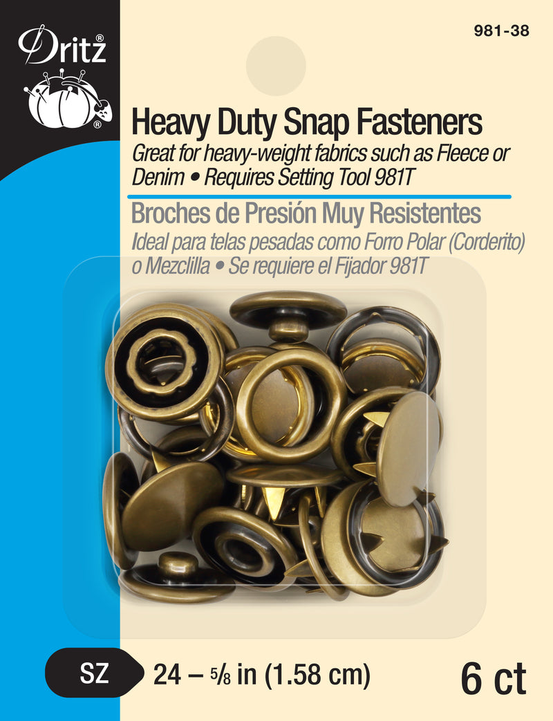 Chargez l'image dans la visionneuse de la galerie, 981-38|Dritz 5/8" Heavy Duty Snap Fasteners, 6 pc, Antique brass