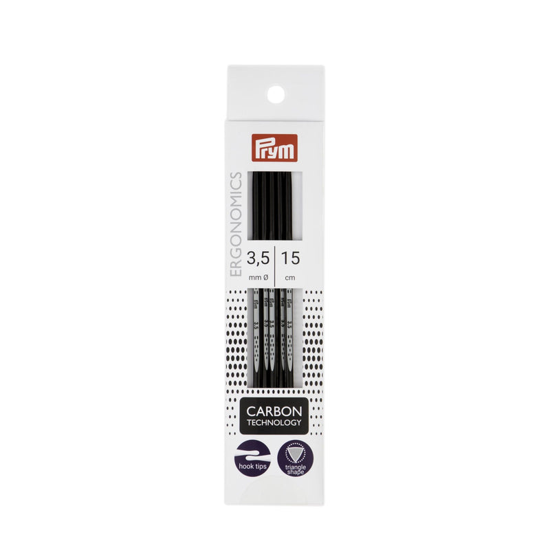 Chargez l'image dans la visionneuse de la galerie, 194183|Prym 6" Ergonomic Double Point Knitting Needles, Carbon, 3.5mm