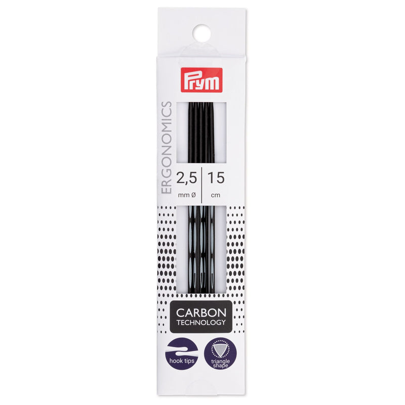 Chargez l'image dans la visionneuse de la galerie, 194181|Prym 6" Ergonomic Double Point Knitting Needles, Carbon, 2.5mm