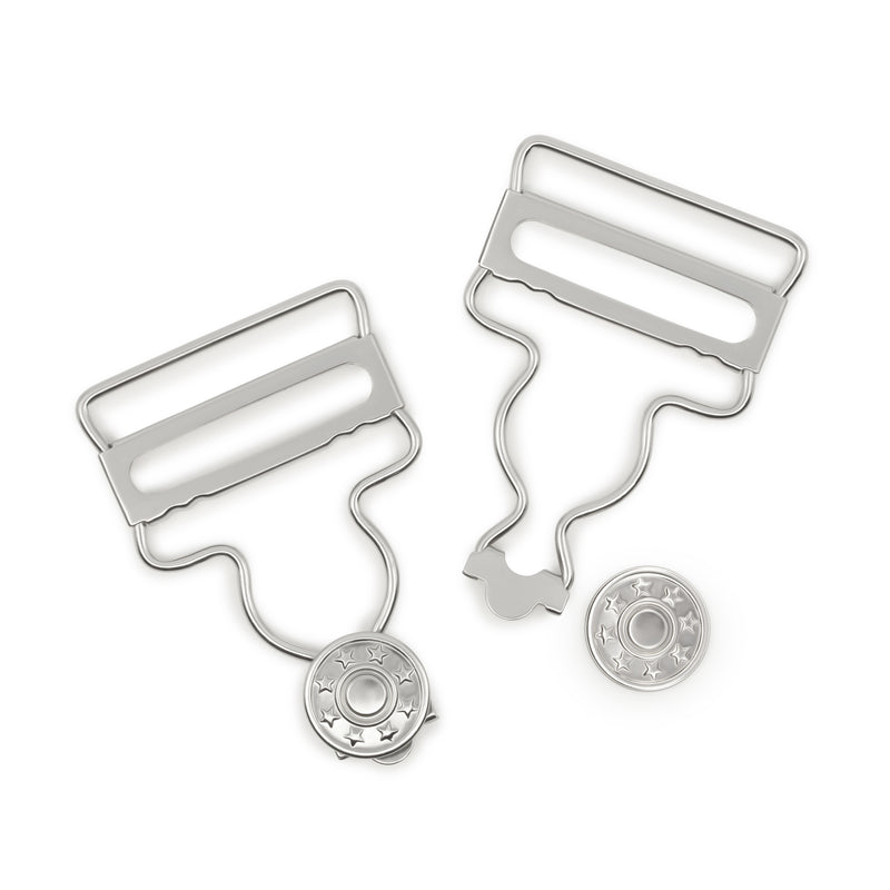 Chargez l'image dans la visionneuse de la galerie, 6-65|Dritz 1-1/4" Overall Buckles with No-Sew Buttons, Nickel, 2 pc