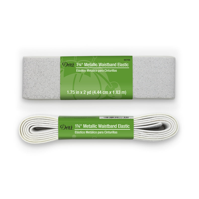 Chargez l'image dans la visionneuse de la galerie, 9578S|Dritz 1-3/4" Metallic Waistband Elastic, Silver Metallic, 2 yd