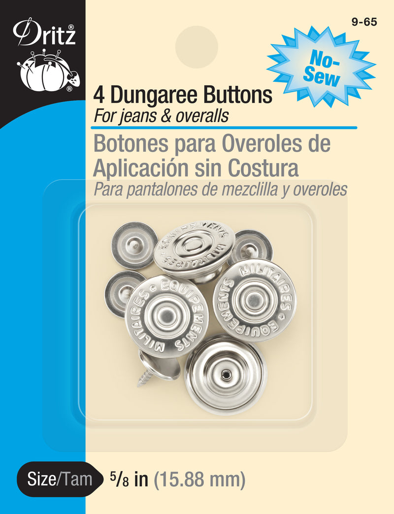 Chargez l'image dans la visionneuse de la galerie, 9-65|Dritz 5/8" Dungaree Buttons, 4 pc, Nickel
