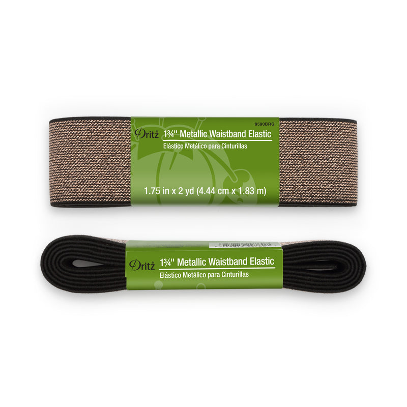 Chargez l'image dans la visionneuse de la galerie, 9590BRG|Dritz 1-3/4" Metallic Waistband Elastic, Black & Rose Gold Metallic, 2 yd