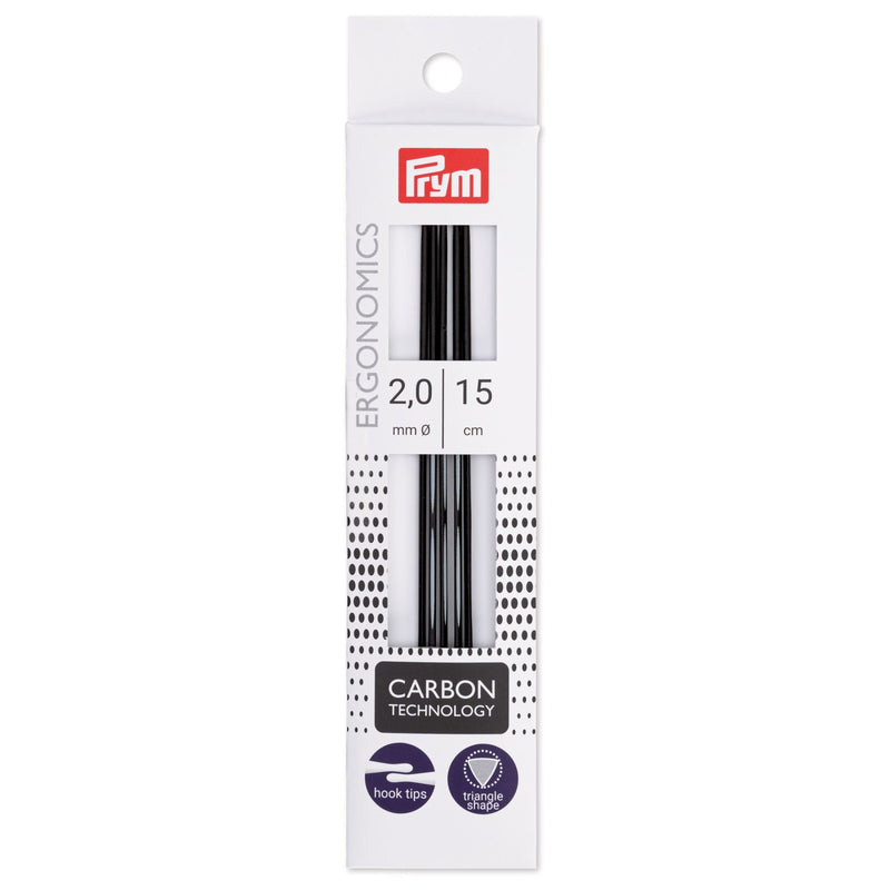 Chargez l'image dans la visionneuse de la galerie, 194180|Prym 6" Ergonomic Double Point Knitting Needles, Carbon, 2.0mm