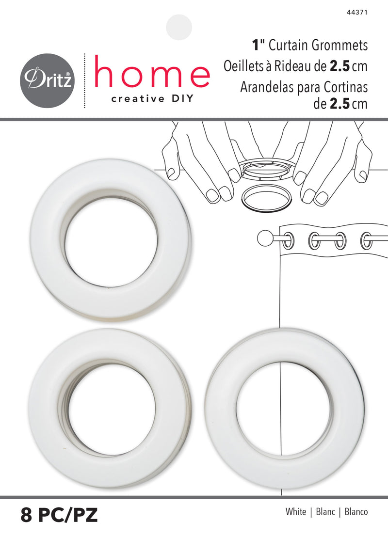 Chargez l'image dans la visionneuse de la galerie, 44371|Dritz 1" Plastic Curtain Grommets, White, 8 Sets