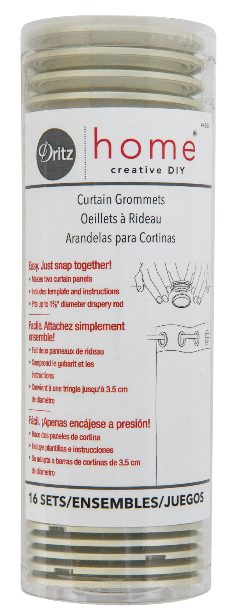 Chargez l'image dans la visionneuse de la galerie, 44307|Dritz 1-9/16" Plastic Curtain Grommets, Champagne, 16 Sets