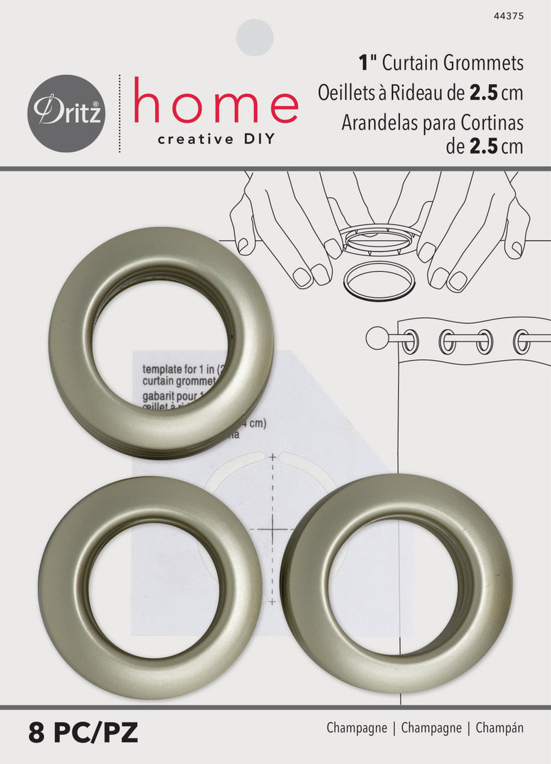 Chargez l'image dans la visionneuse de la galerie, 44375|Dritz 1" Plastic Curtain Grommets, Champagne, 8 Sets
