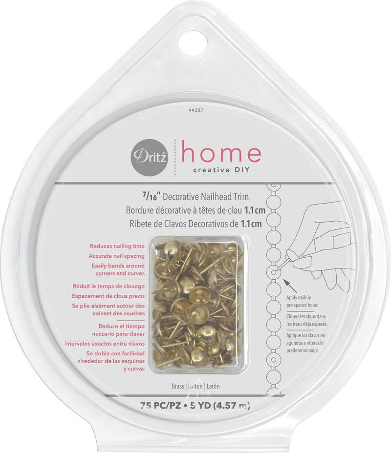 Chargez l'image dans la visionneuse de la galerie, 44287|Dritz 7/16" Decorative Nailhead Trim, Brass, 75 pc