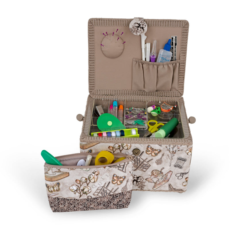 Chargez l'image dans la visionneuse de la galerie, Z10455|Dritz Rectangular Sewing Basket with Zippered Case, Large