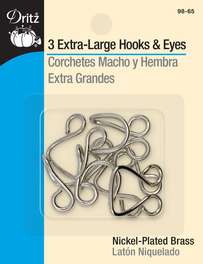 Chargez l'image dans la visionneuse de la galerie, 98-65|Dritz Extra-Large Hooks & Eyes, 3 Sets, Nickel