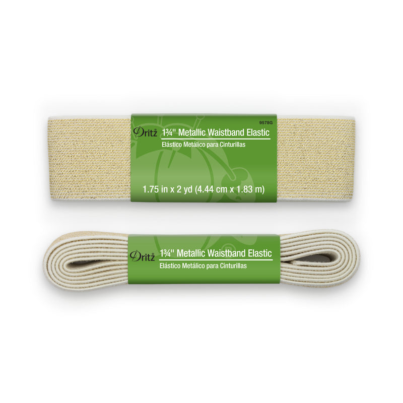 Chargez l'image dans la visionneuse de la galerie, 9578G|Dritz 1-3/4" Metallic Waistband Elastic, Gold Metallic, 2 yd