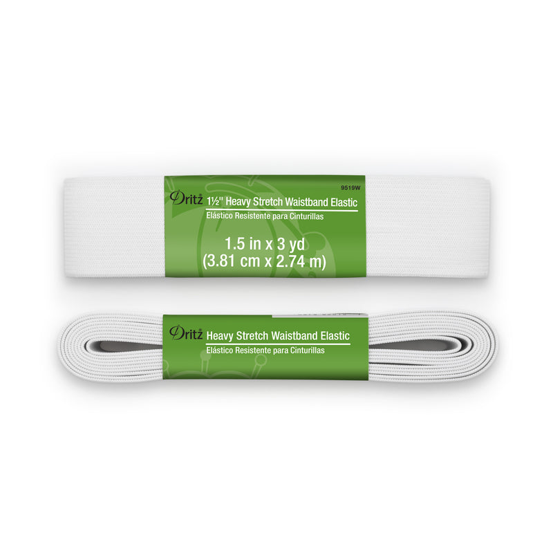 Chargez l'image dans la visionneuse de la galerie, 9519W|Dritz 1-1/2" Heavy Stretch Waistband Elastic, White, 3 yd